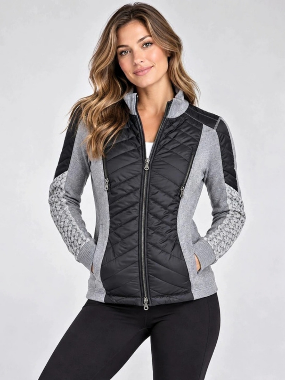 prAna Elsa Full Zip Jacket Black & Gray Small